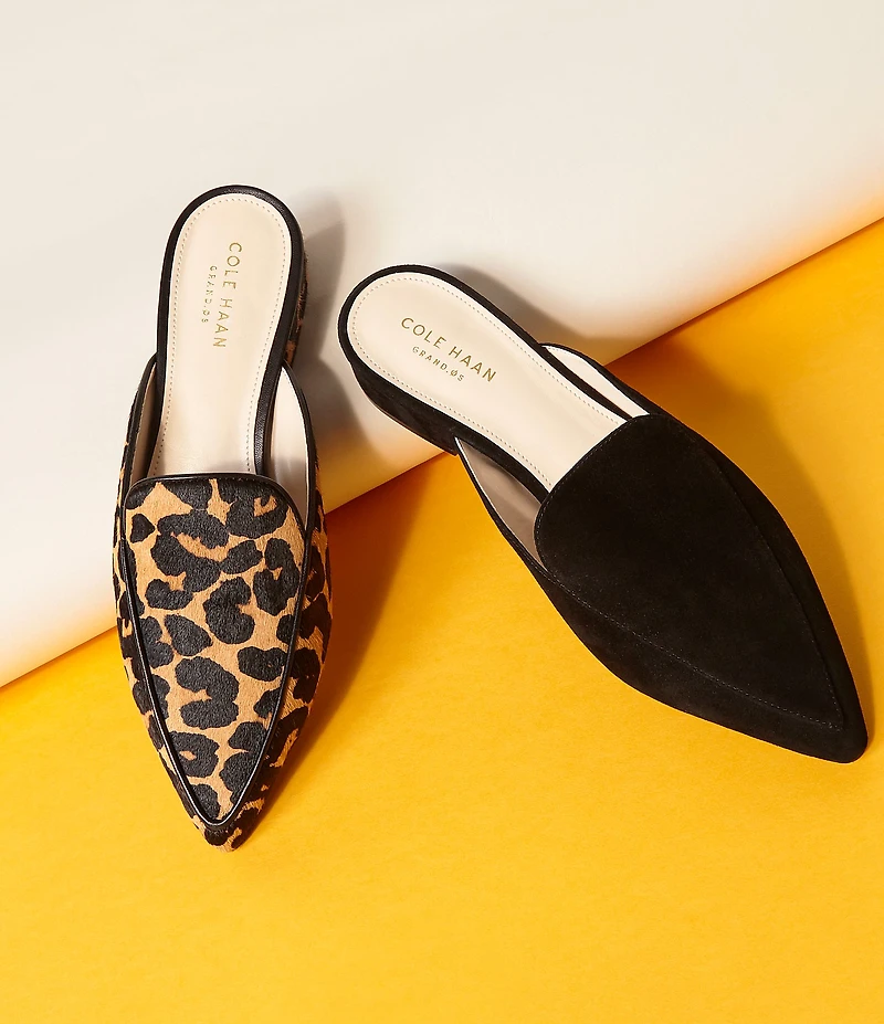 Cole Haan Piper Leopard Print Calf Hair Mules