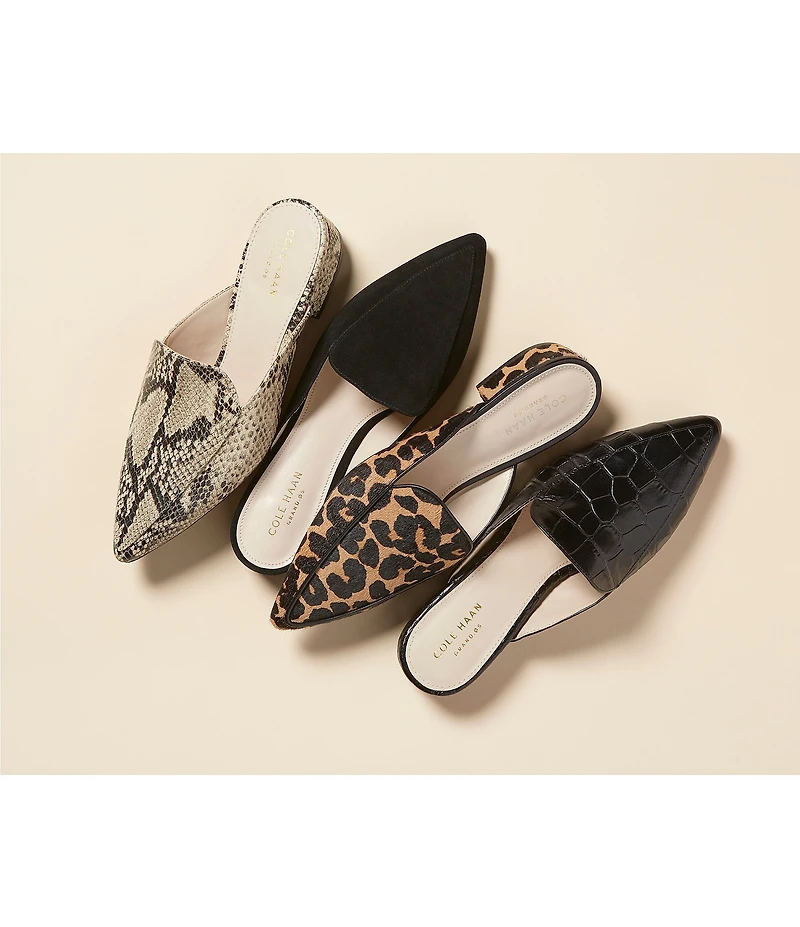 Cole Haan Piper Leopard Print Calf Hair Mules