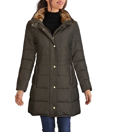 Cole Haan Signature Zip Front Faux Fur Lined Down Puffer Coat