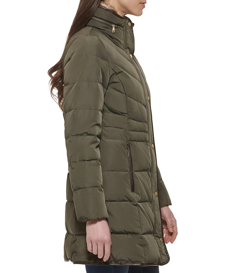 Cole Haan Signature Zip Front Faux Fur Lined Down Puffer Coat