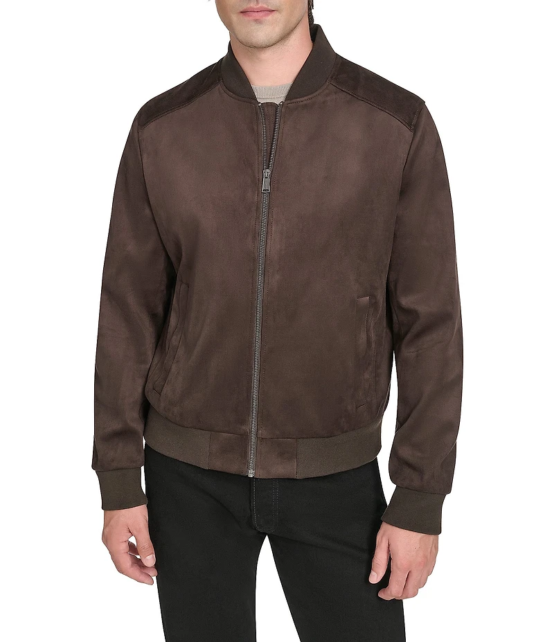 Cole Haan Stand Collar Faux Suede Jacket