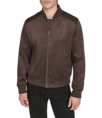 Cole Haan Stand Collar Faux Suede Jacket