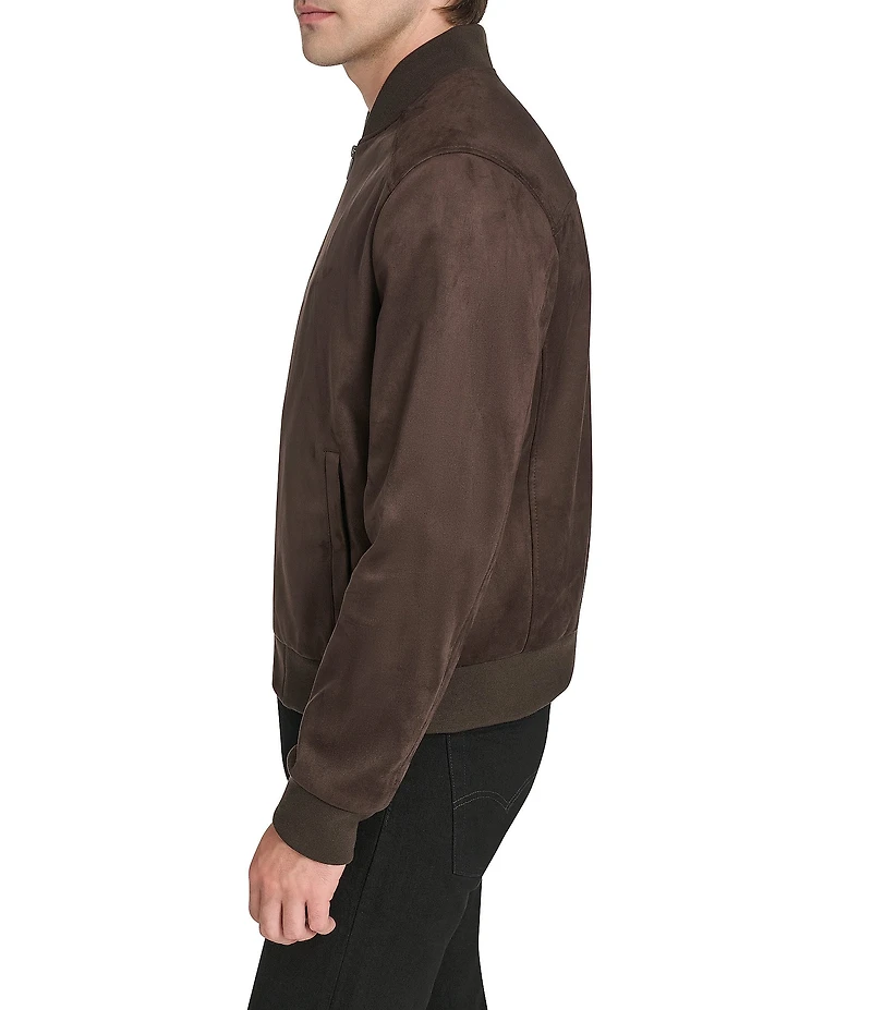 Cole Haan Stand Collar Faux Suede Jacket