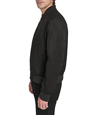 Cole Haan Stand Collar Faux Suede Jacket