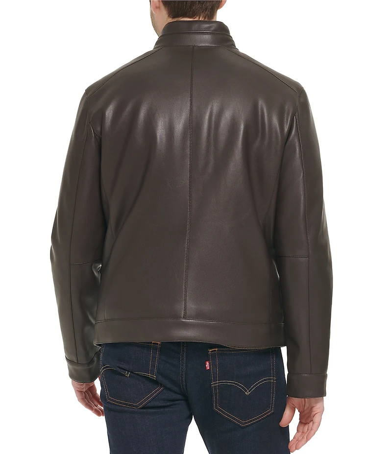 Cole Haan Stand Collar Long Sleeve Moto Jacket