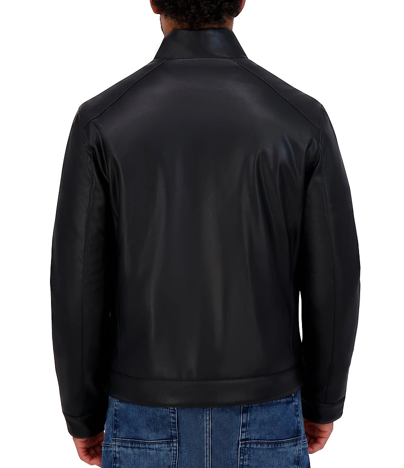 Cole Haan Stand Collar Long Sleeve Moto Jacket