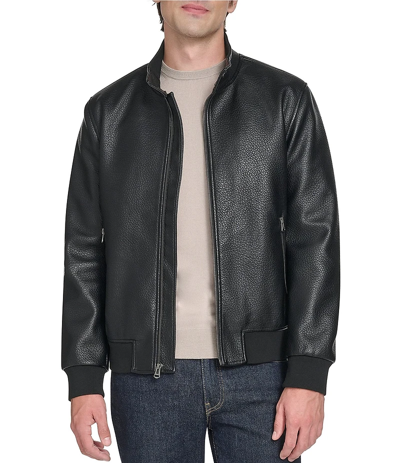 Cole Haan Stand Collar Long Sleeve Moto Jacket