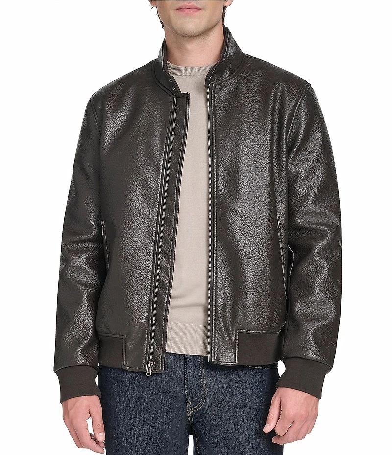 Cole Haan Stand Collar Long Sleeve Moto Jacket