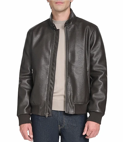 Cole Haan Stand Collar Long Sleeve Moto Jacket