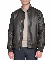 Cole Haan Stand Collar Long Sleeve Moto Jacket