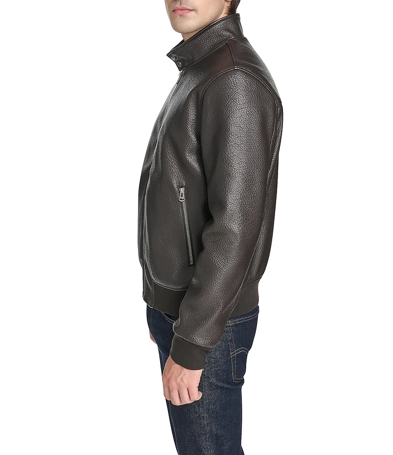 Cole Haan Stand Collar Long Sleeve Moto Jacket