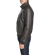 Cole Haan Stand Collar Long Sleeve Moto Jacket