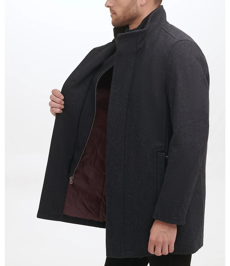 Cole Haan Stand Collar Wool Melton Car Coat
