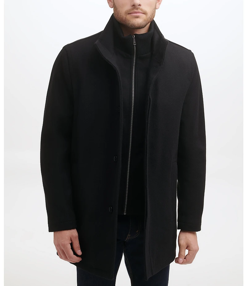 Cole Haan Stand Collar Wool Melton Car Coat