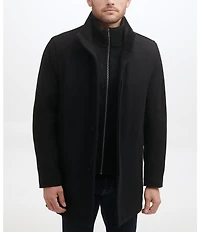 Cole Haan Stand Collar Wool Melton Car Coat