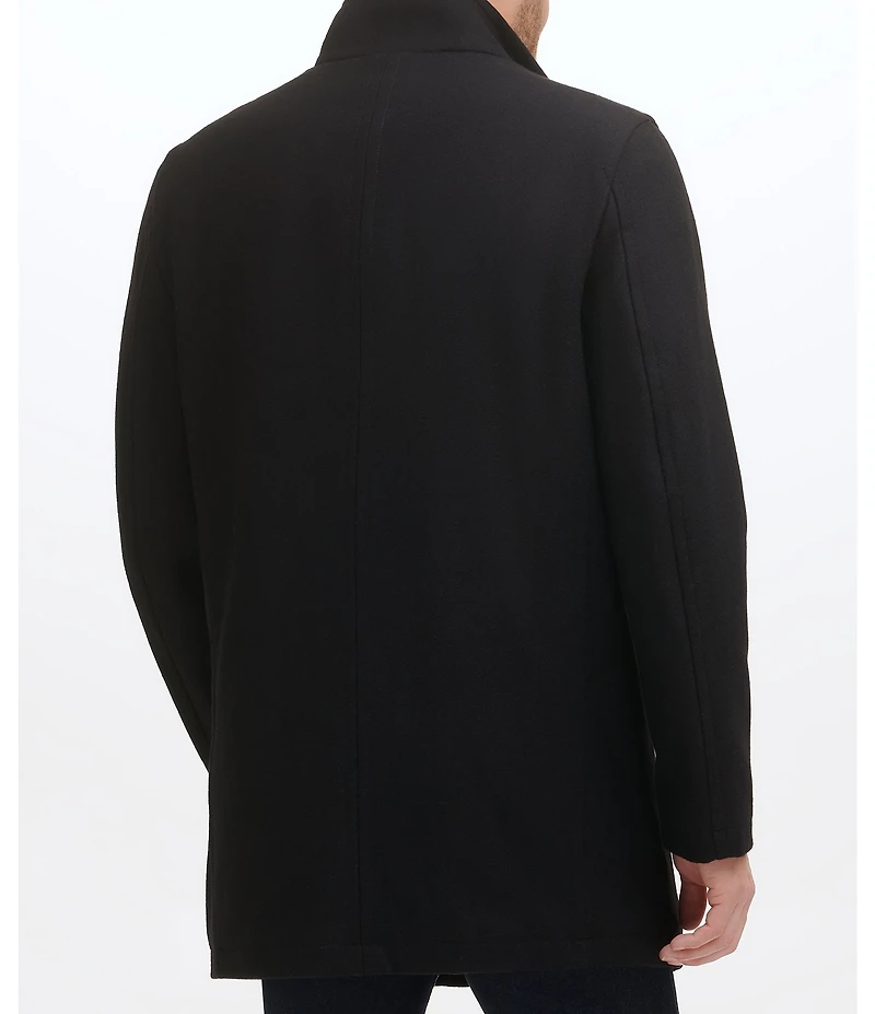 Cole Haan Stand Collar Wool Melton Car Coat