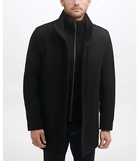 Cole Haan Stand Collar Wool Melton Car Coat