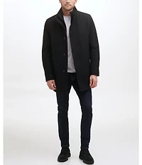 Cole Haan Stand Collar Wool Melton Car Coat
