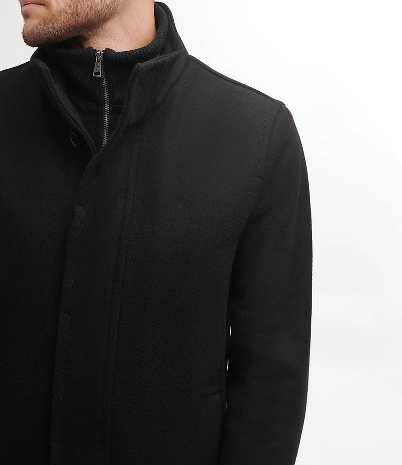 Cole Haan Stand Collar Wool Melton Car Coat