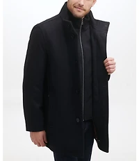 Cole Haan Stand Collar Wool Melton Car Coat