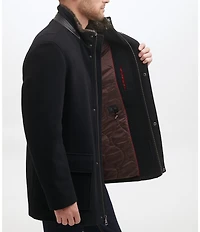 Cole Haan Stand Collar Wool Plush All Weather Car Coat