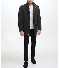 Cole Haan Stand Collar Wool Plush All Weather Car Coat
