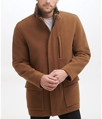 Cole Haan Stand Collar Wool Plush All Weather Car Coat