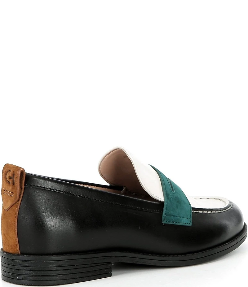 Cole Haan Stassi Leather and Suede Penny Loafers