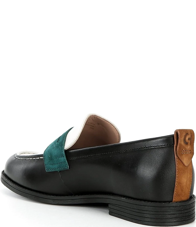 Cole Haan Stassi Leather and Suede Penny Loafers