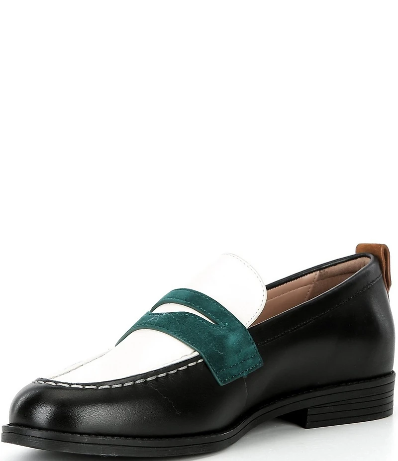 Cole Haan Stassi Leather and Suede Penny Loafers