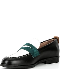 Cole Haan Stassi Leather and Suede Penny Loafers