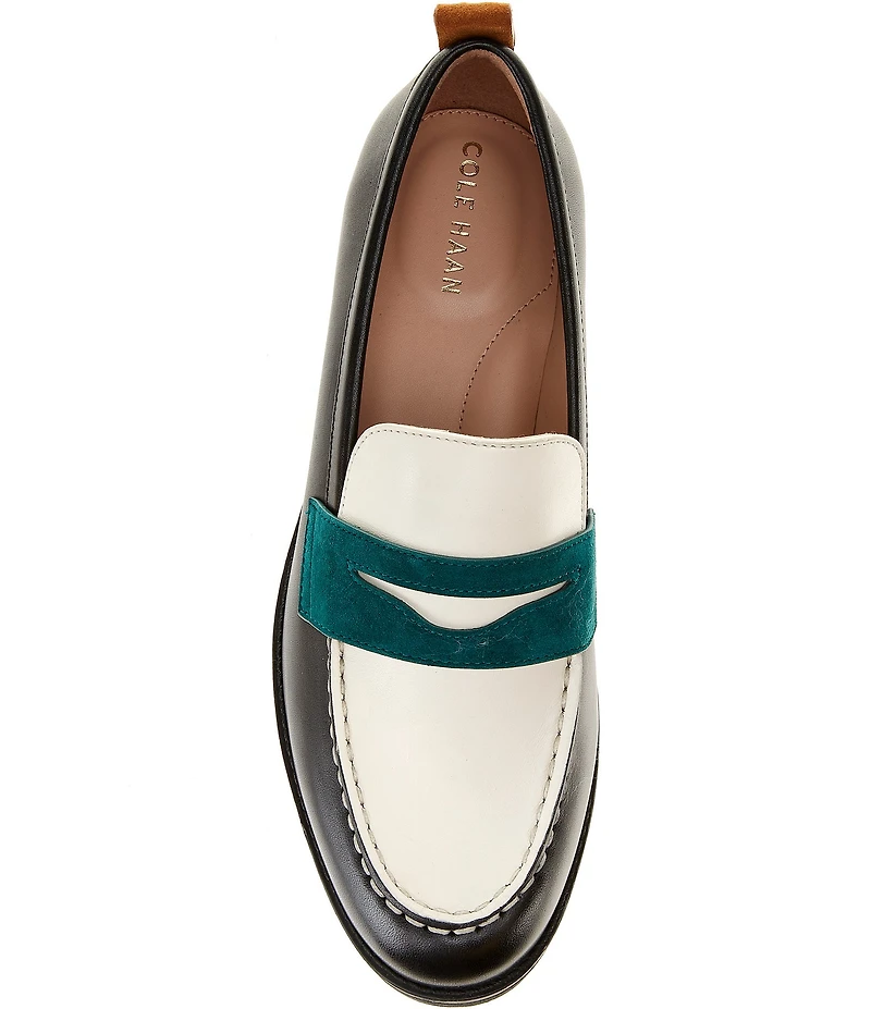 Cole Haan Stassi Leather and Suede Penny Loafers