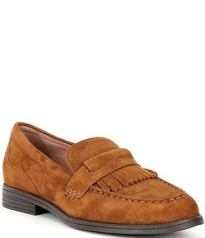 Cole Haan Women's Stassi Suede Kiltie Detail Penny Loafers