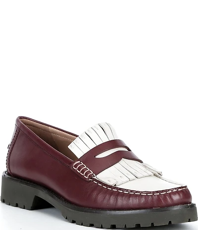Cole Haan Treena Leather Kiltie Lugged Penny Loafers