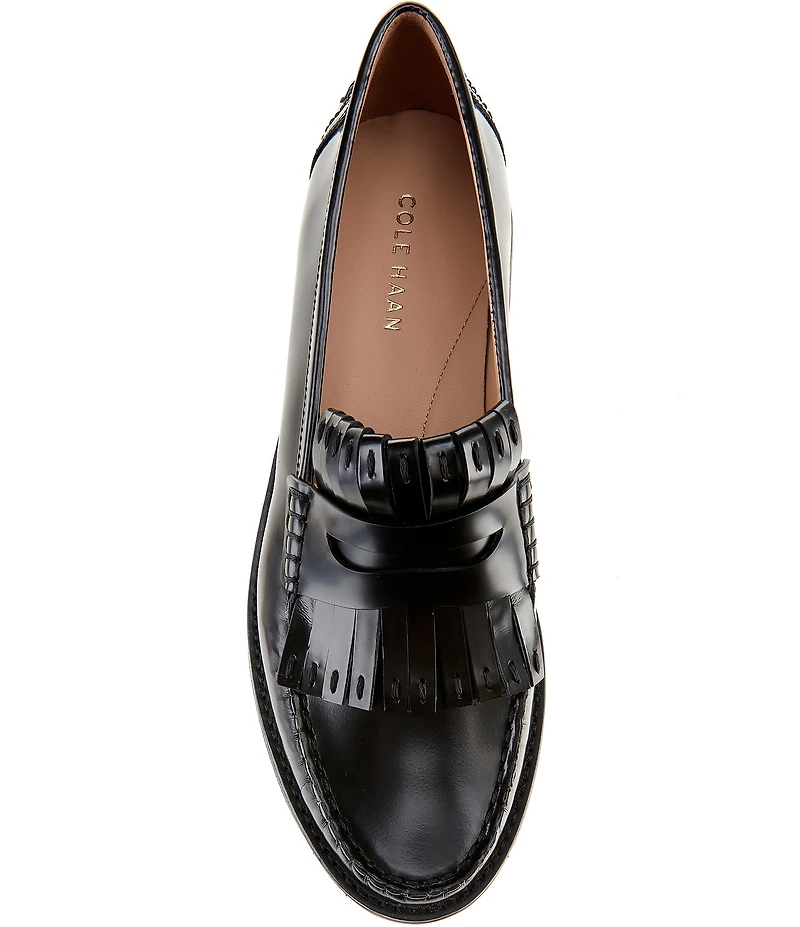 Cole Haan Treena Leather Kiltie Lugged Penny Loafers