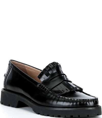 Cole Haan Treena Leather Kiltie Lugged Penny Loafers