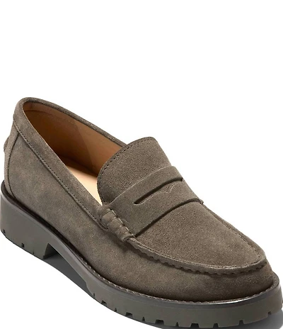 Cole Haan Treena Lug Suede Penny Loafers
