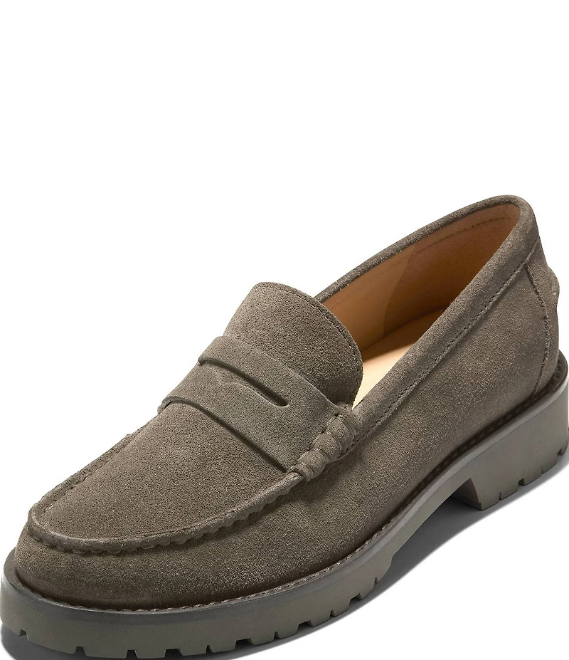 Cole Haan Treena Lug Suede Penny Loafers