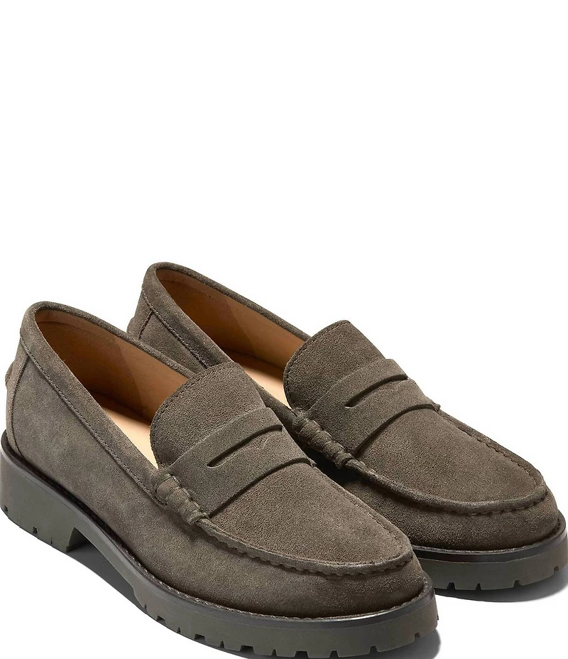Cole Haan Treena Lug Suede Penny Loafers