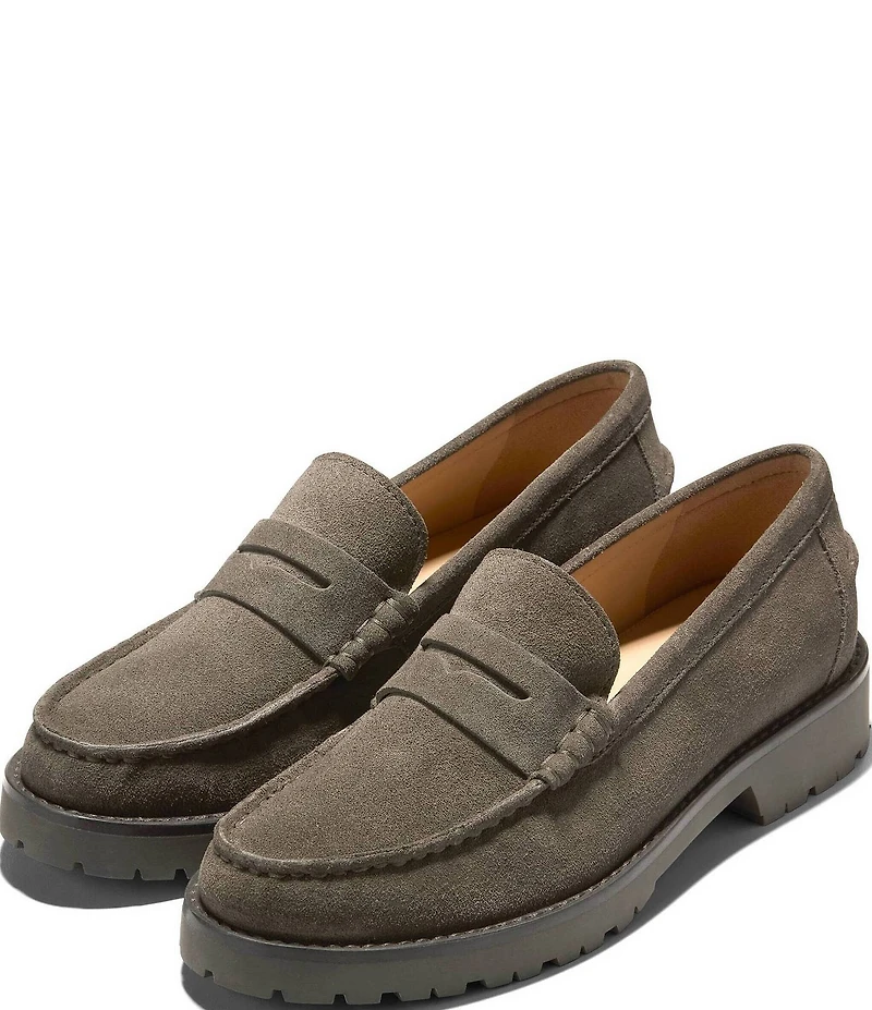 Cole Haan Treena Lug Suede Penny Loafers