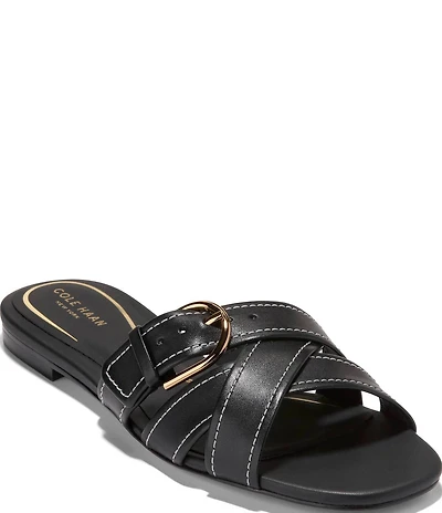 Cole Haan Velma Leather Buckle Slides