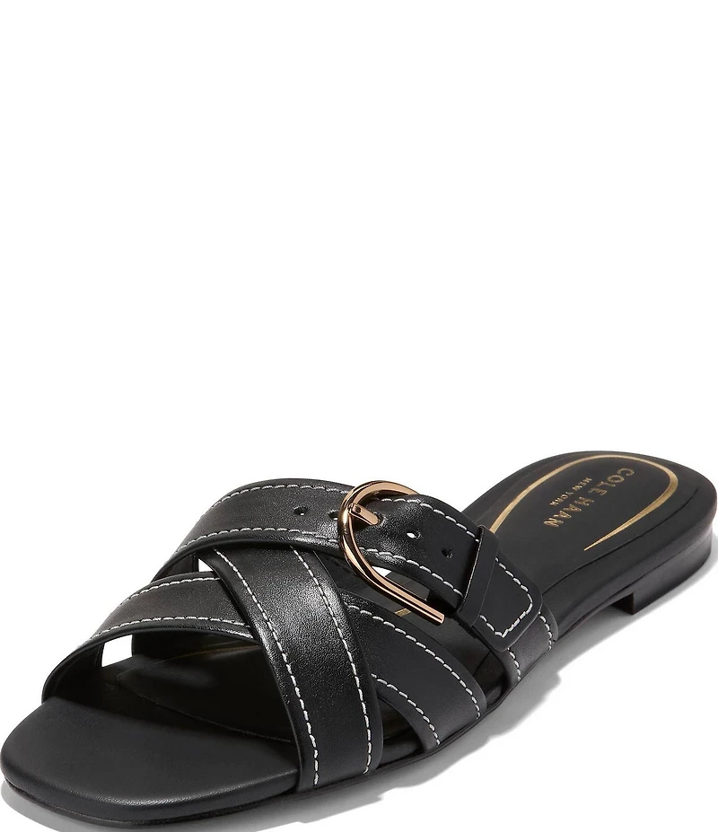 Cole Haan Velma Leather Buckle Slides