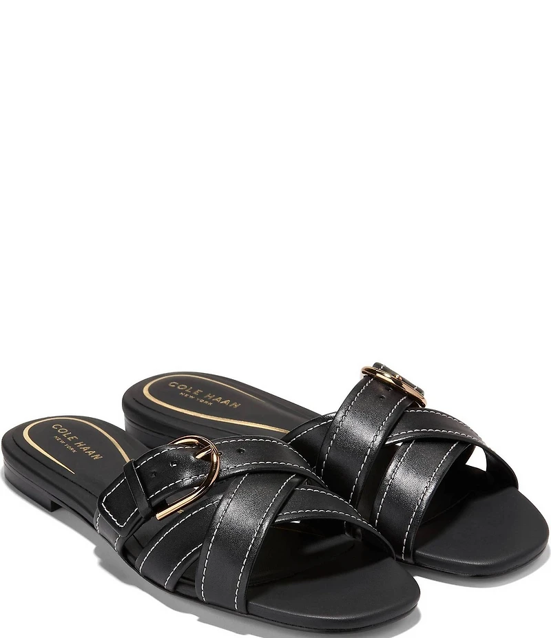 Cole Haan Velma Leather Buckle Slides