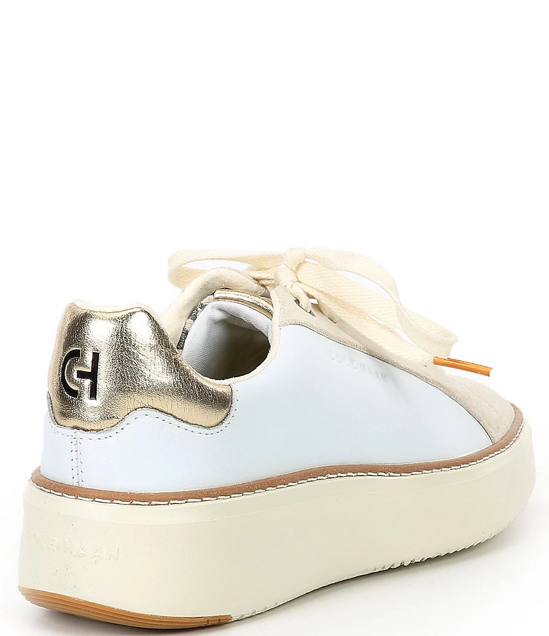Cole Haan Women's GrandPrø Topspin Suede and Leather Leopard Print Platform Sneakers