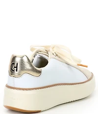 Cole Haan Women's GrandPrø Topspin Suede and Leather Leopard Print Platform Sneakers