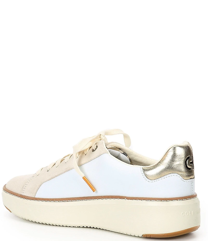 Cole Haan Women's GrandPrø Topspin Suede and Leather Leopard Print Platform Sneakers