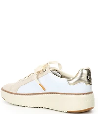 Cole Haan Women's GrandPrø Topspin Suede and Leather Leopard Print Platform Sneakers