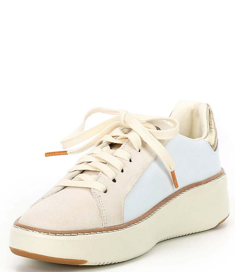 Cole Haan Women's GrandPrø Topspin Suede and Leather Leopard Print Platform Sneakers