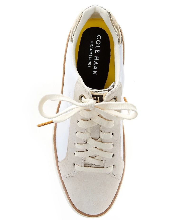 Cole Haan Women's GrandPrø Topspin Suede and Leather Leopard Print Platform Sneakers