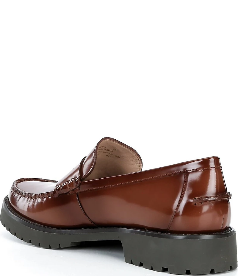 Cole Haan Women's Treena Glazed Leather Lug Sole Penny Loafers